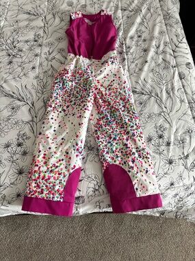 Spyder Girls Multicolor Confetti Ski/Snow Pants with Magenta Bib size 7